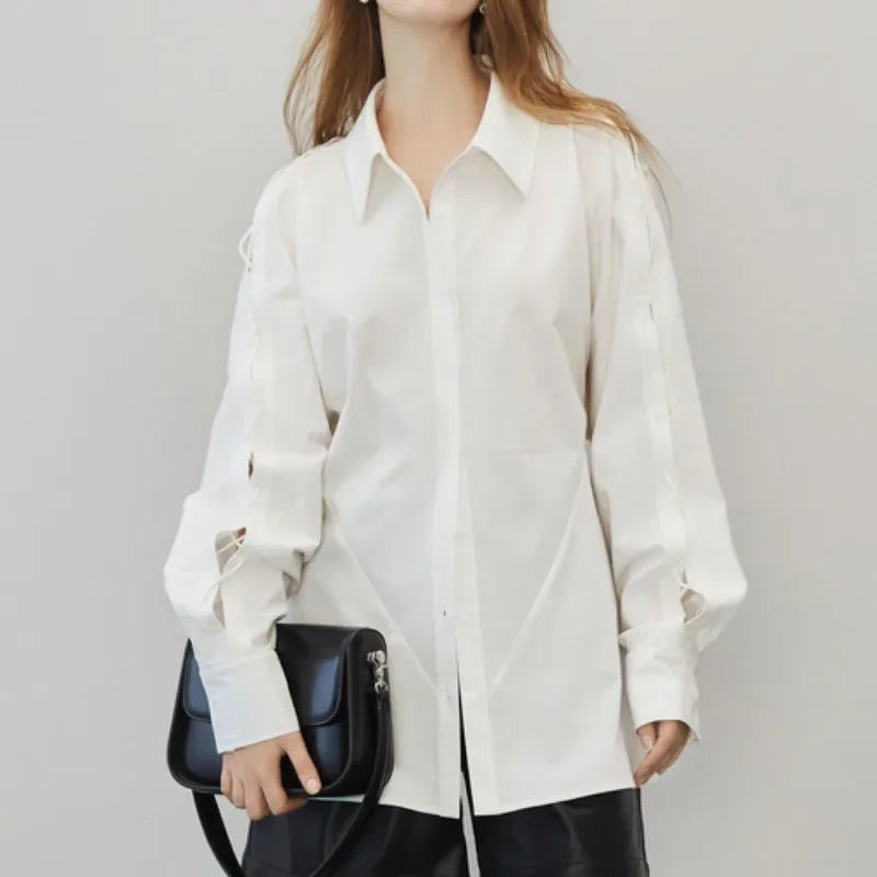 Cotton Long Sleeve Button Up Casual Office Blouse blouse-250126
