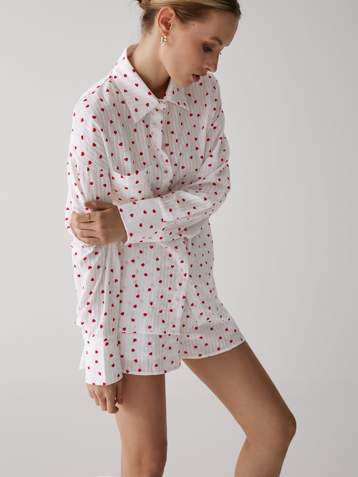 Cotton Sweetheart Striped Trendy Soft Short Set Sets