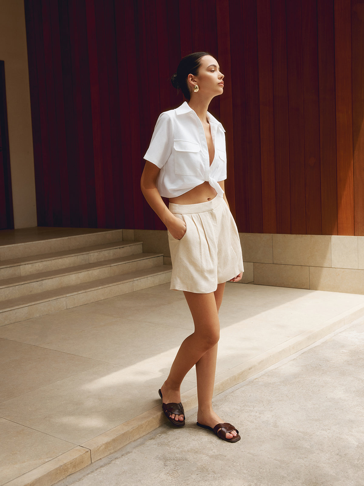 Cotton & Graceful Linen Cropped Shirt Shirts