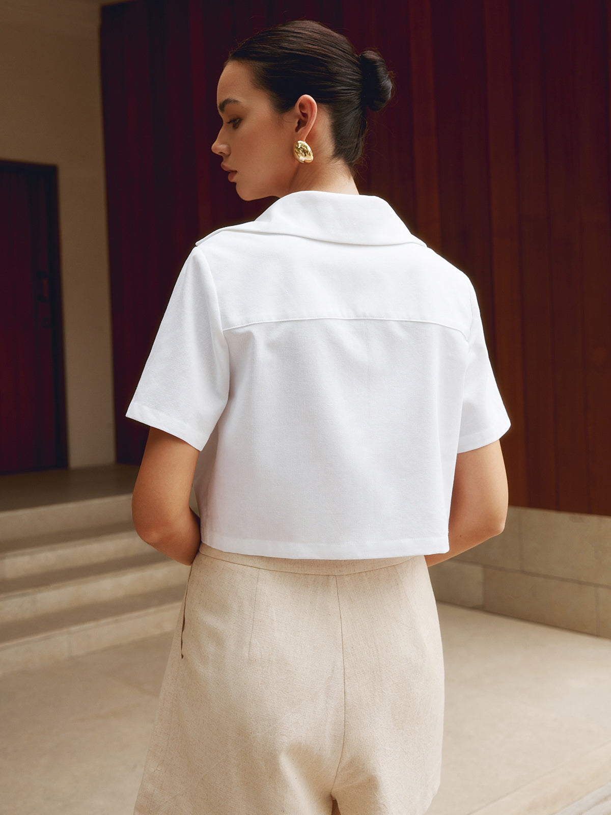 Cotton & Graceful Linen Cropped Shirt Shirts