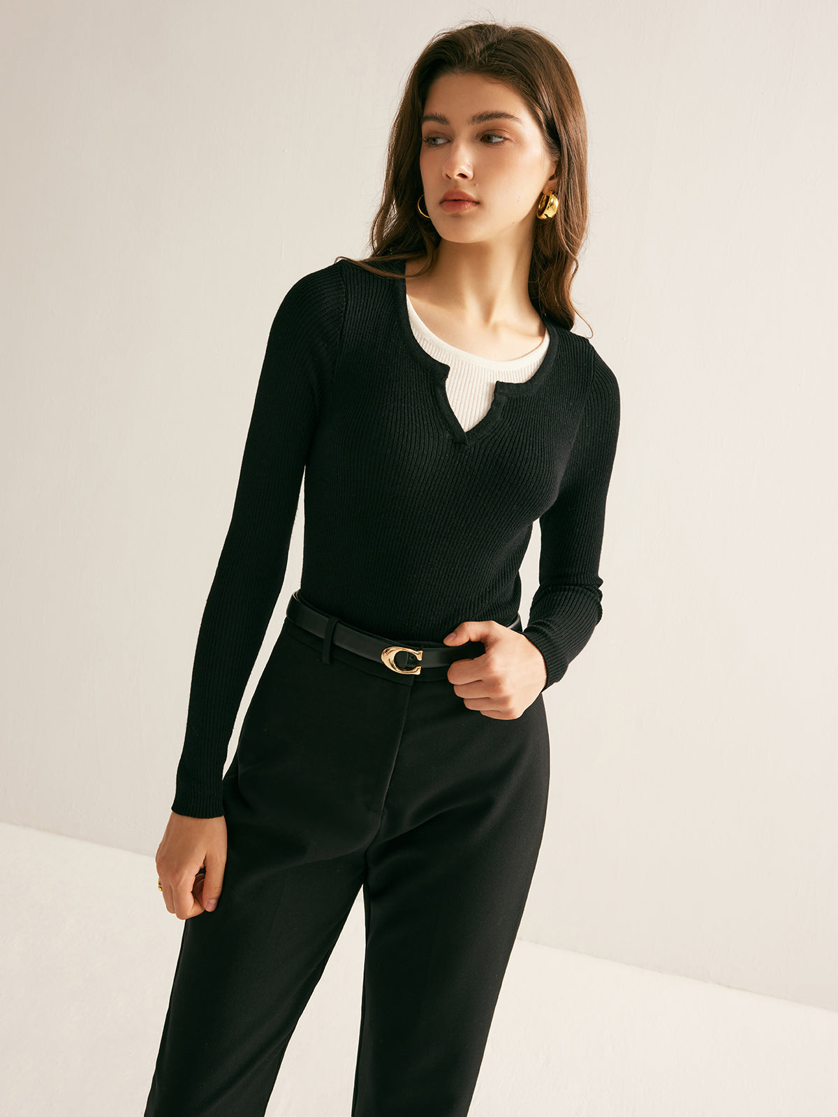 2 in 1 Slim Knit Top Knit Tops