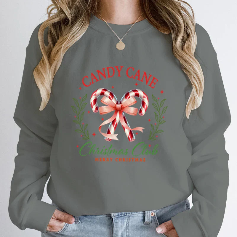 Merry Candy Cane Christmas Club Round Neck Hoodie Multi / S Hoodies-L