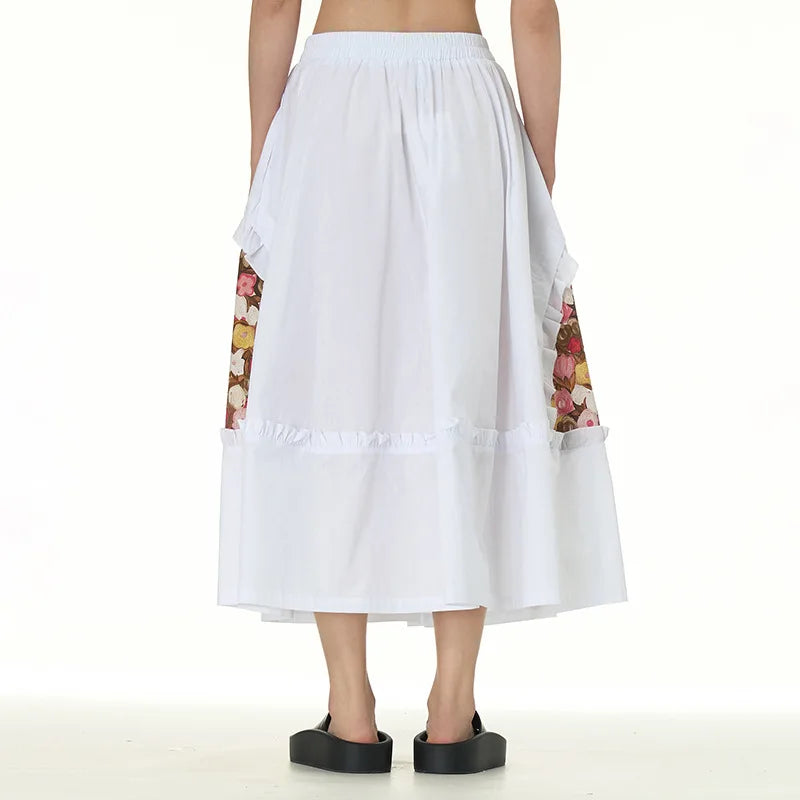 Chic Skirts All Matched Cotton Romantic Maxi High Waist Ruffled White / One Size
