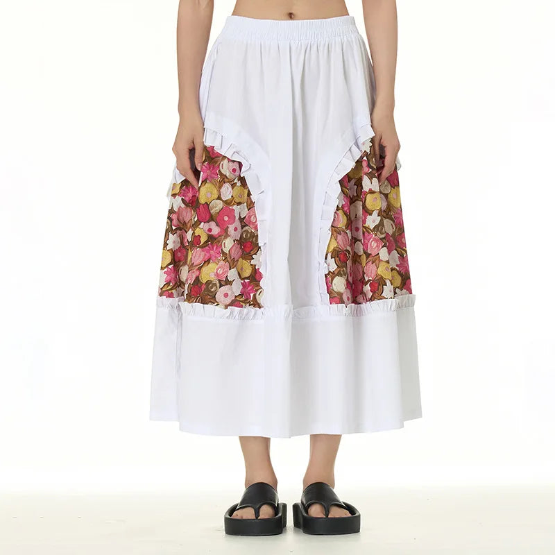 Chic Skirts All Matched Cotton Romantic Maxi High Waist Ruffled White / One Size