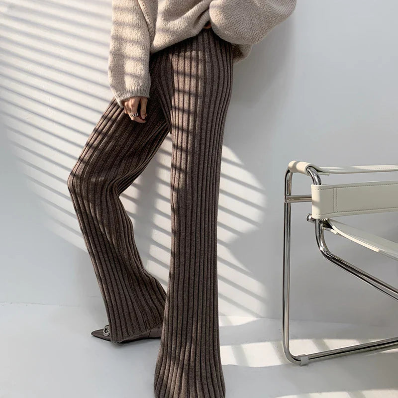 Summer Full Length Elastic Waist Yoga Slim High Wide Leg Pants