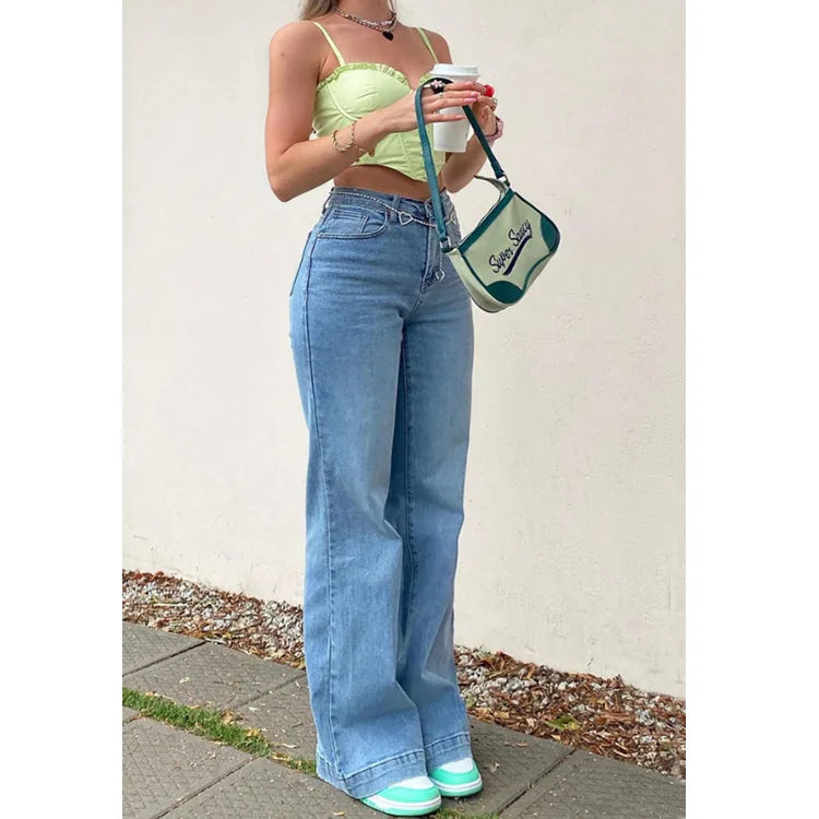 Casual Women’s Flare High Waisted For Woman Streetwear Flared Denim 2024 Spring Summer Jean