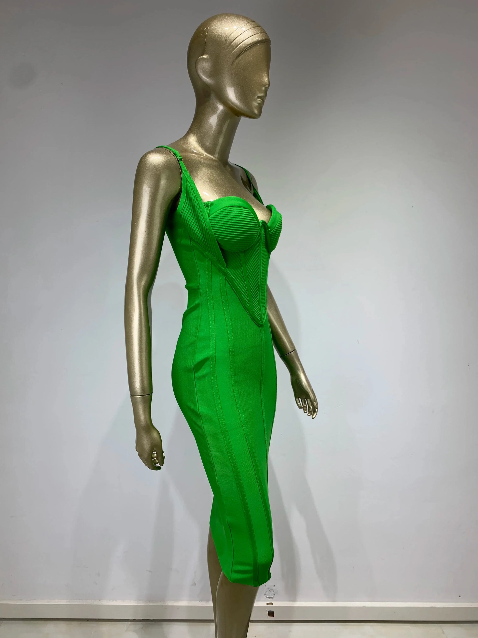 Summer Sexy Sleeveless Backless Green Midi Bodycon Bandage Elegant Christmas Party Dress Dresses-L