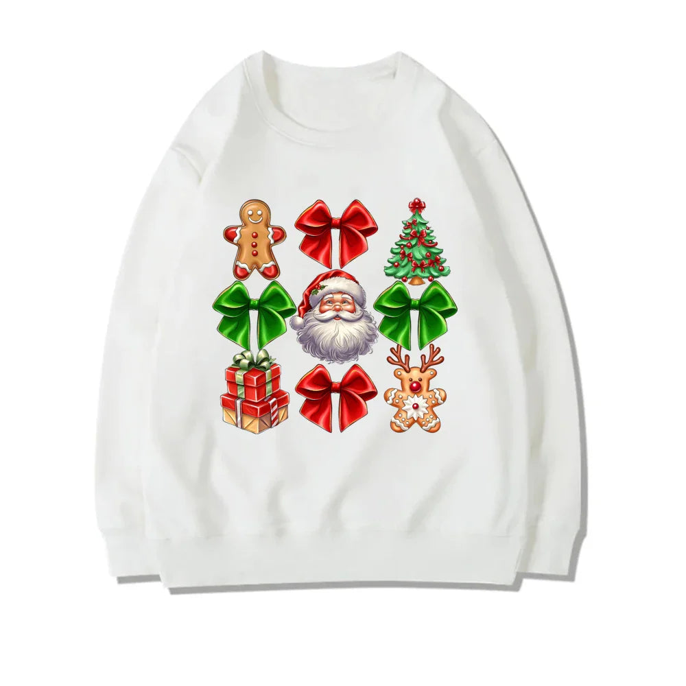 Stylish Coquette Christmas Santa Sweatshirt Holiday Hoodie White 3 / S Hoodies-L