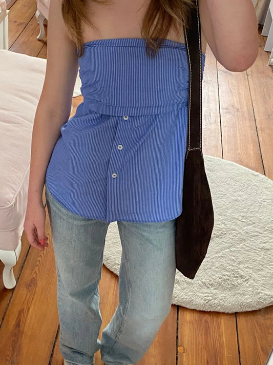 Gestreiftes trägerloses Tube-Crop-Top