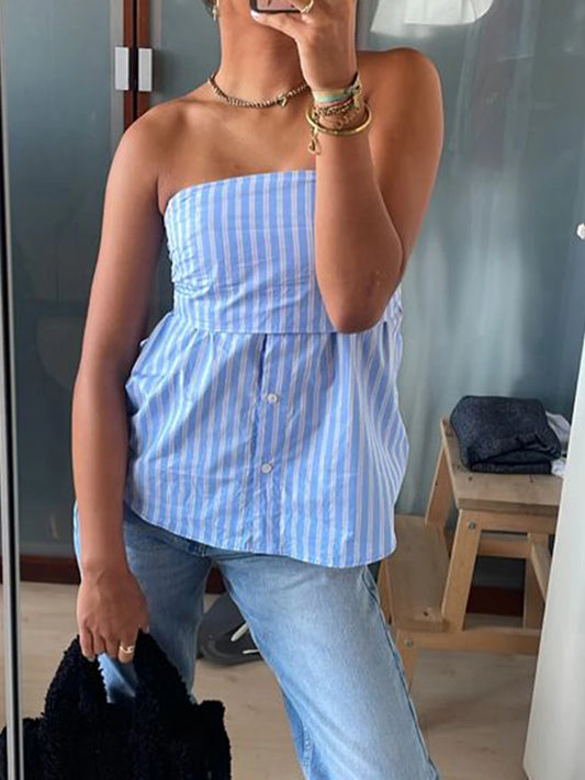 Gestreiftes trägerloses Tube-Crop-Top