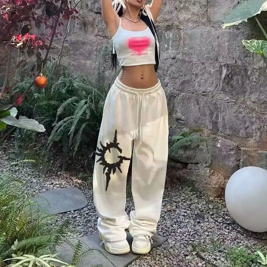 Y2K Gothic Baggy Pants White / S