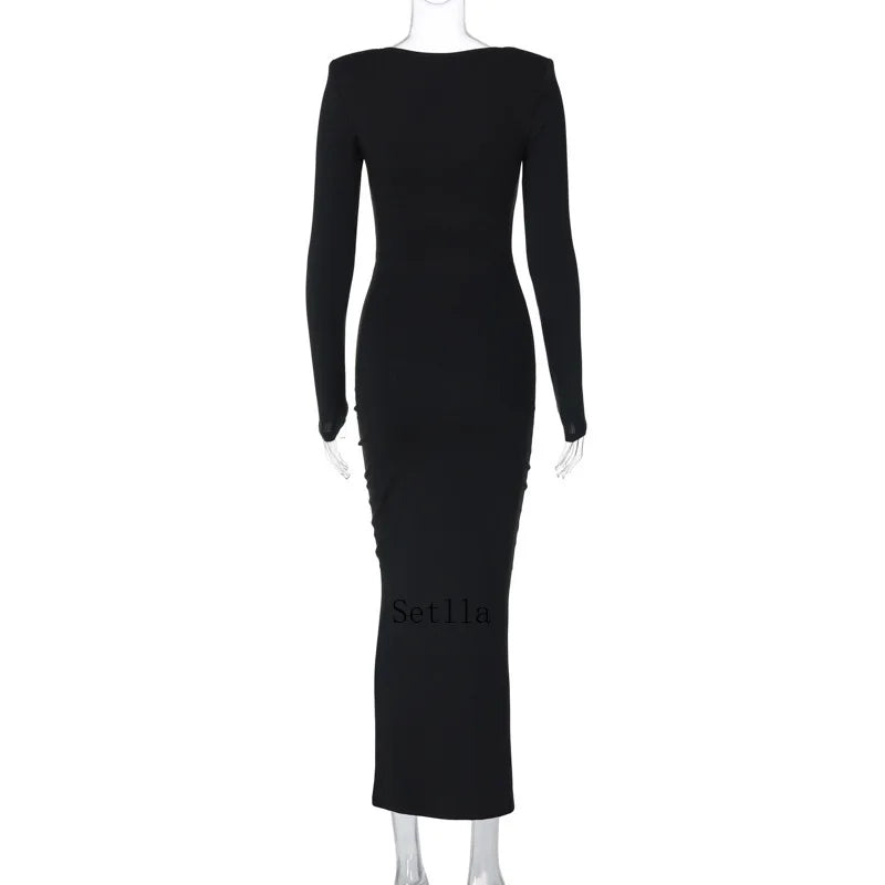 Florale Cut Out Long For Women Sleeve Sexy Midi Dress