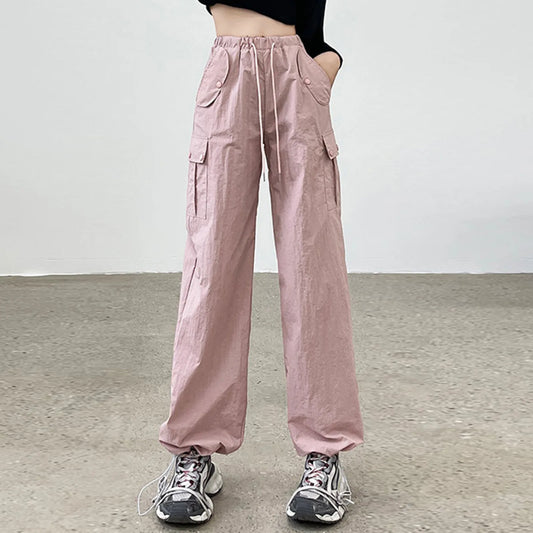 Drawstring Bound Feet Slim Fit Jogger Pants