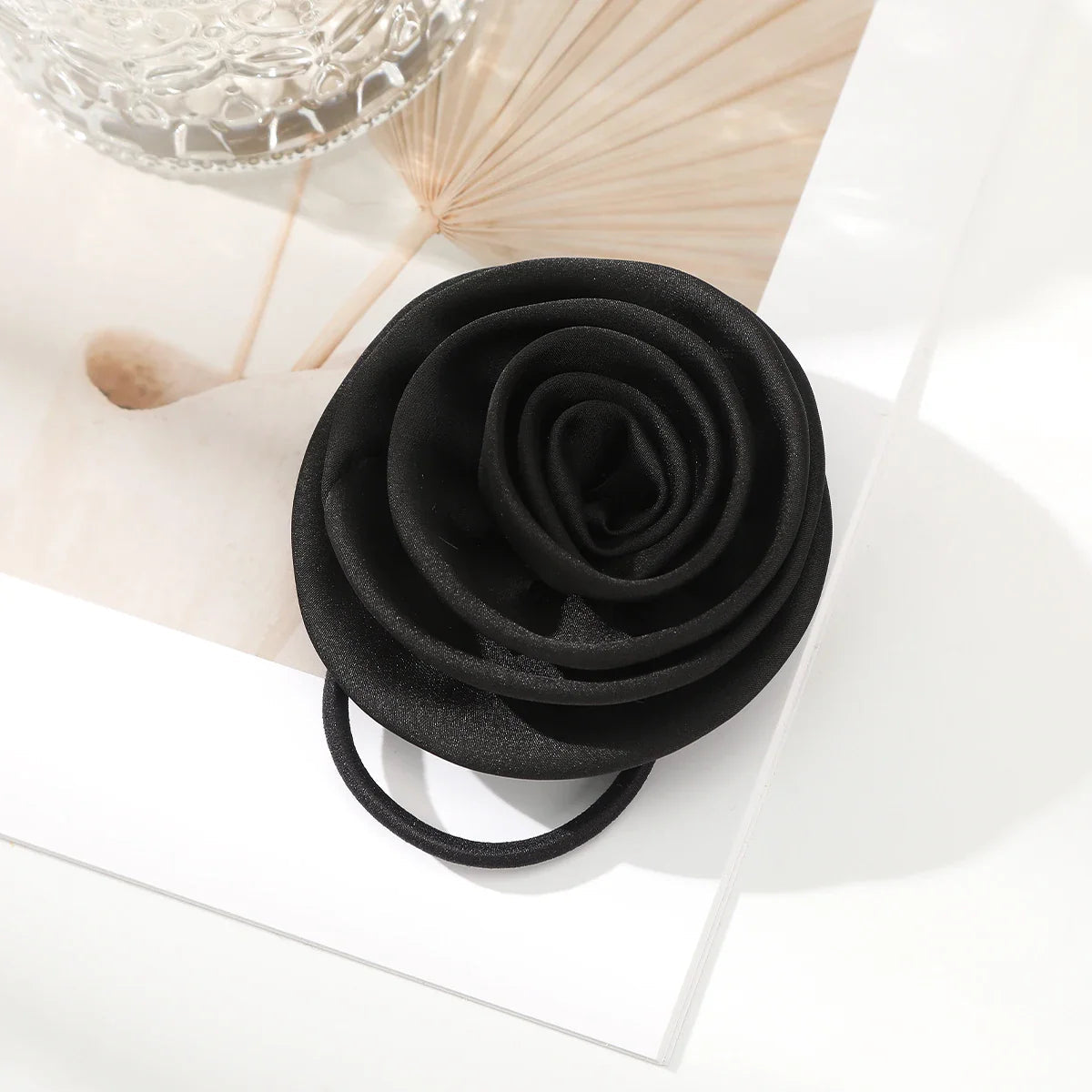 French Satin Retro Rose Hair Accessory For Girls Black Accessories-L