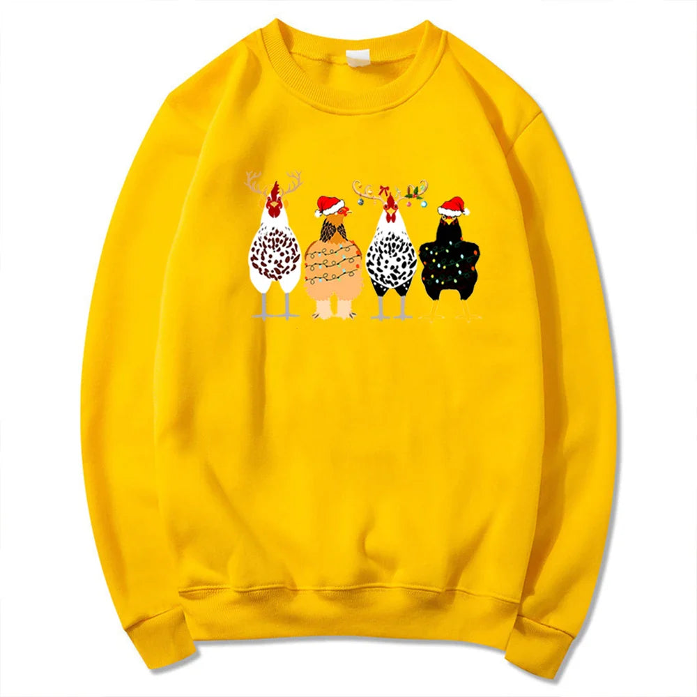 Funny Chickens Animal Cute Farmer Country Farm Gift Christmas Hoodie Yellow / S Hoodies-L