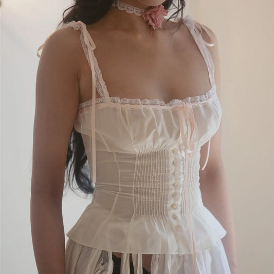 Bustier-Crop-Top mit Spitzen-Patchwork