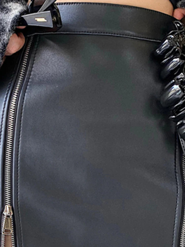 Double Slit Zipper Midi Skirt
