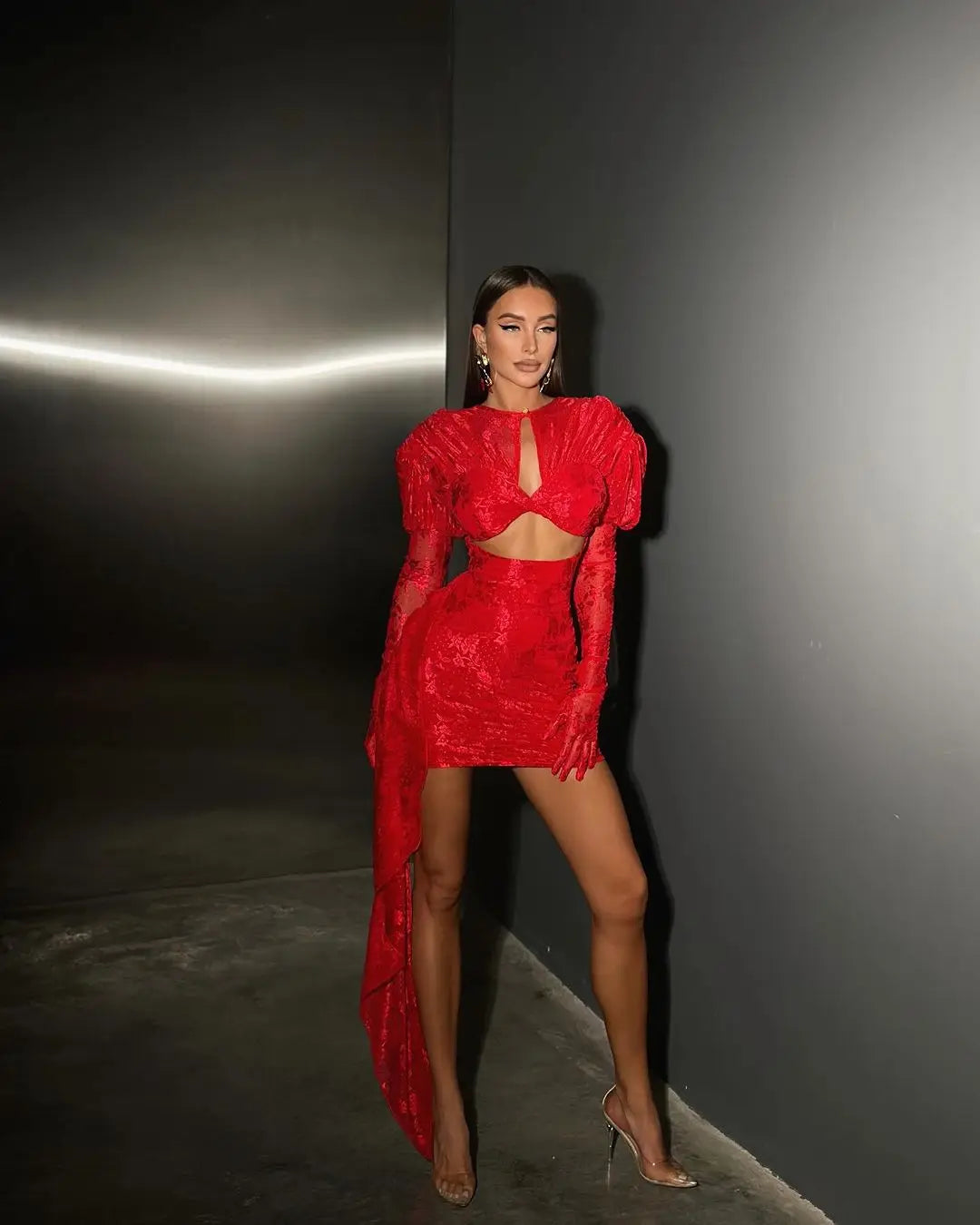 High Quality Sexy Lace Elegant Bodycon Mini Christmas Party Dress Dresses-L