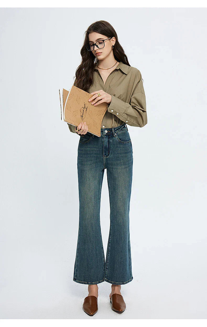 High Waisted Flare Skinny Strench Vintage Streetwear Denim 2024 Korean Fashion New Jean