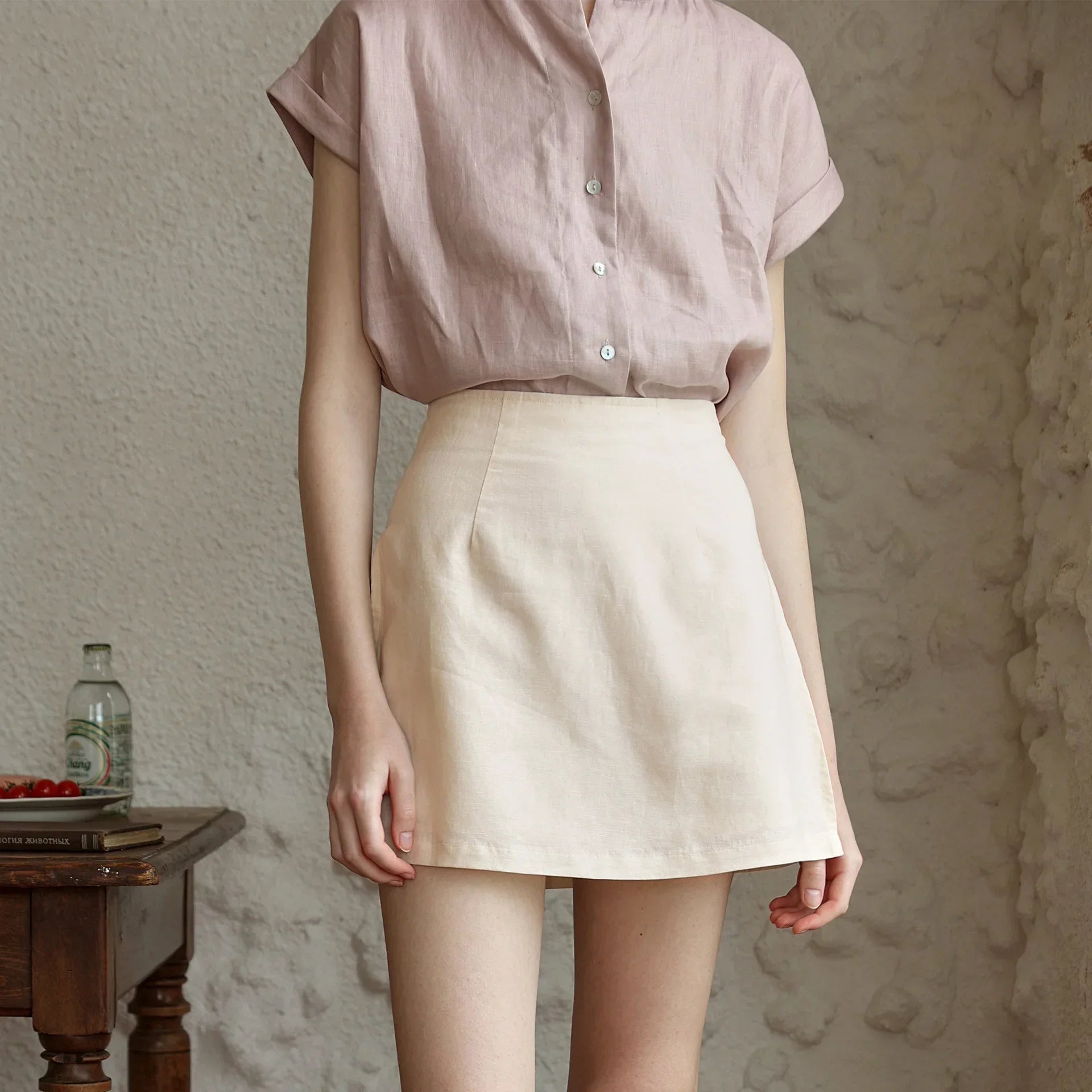 Linen Double-Layer Split Skirt skirts-250223