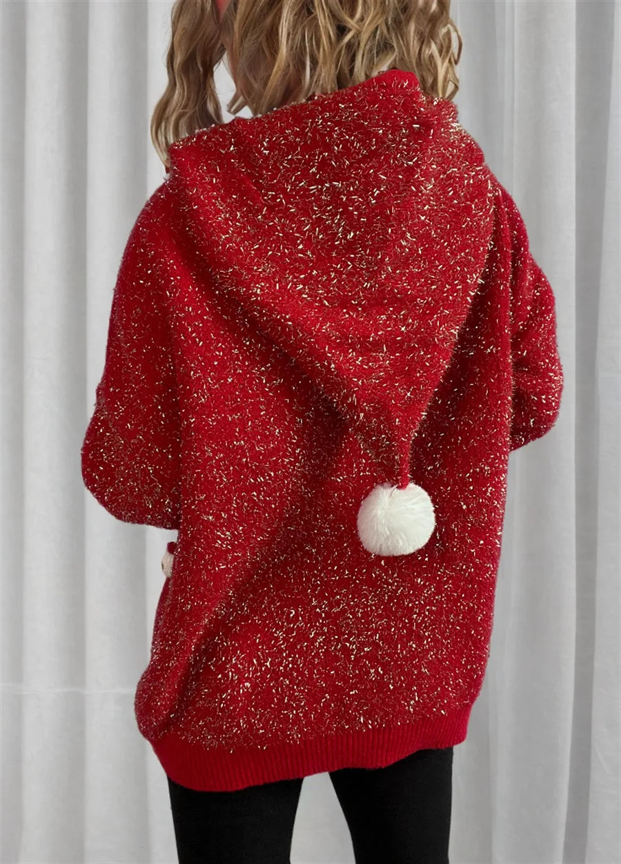 Korea Style Christmas Tree Hooded Loose Ugly Chic Casual Knitwear Sweater Sweaters-L