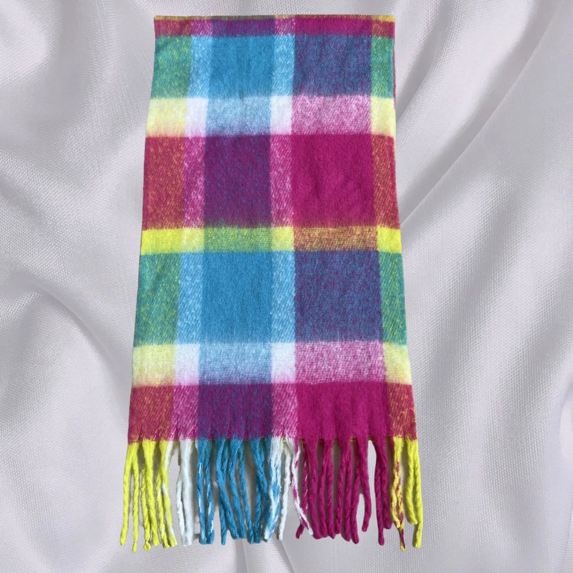 Thick Warm Tassel Contrast Color Scarf For Autumn/Winter Rainbow 231X53Cm Scarfs-L