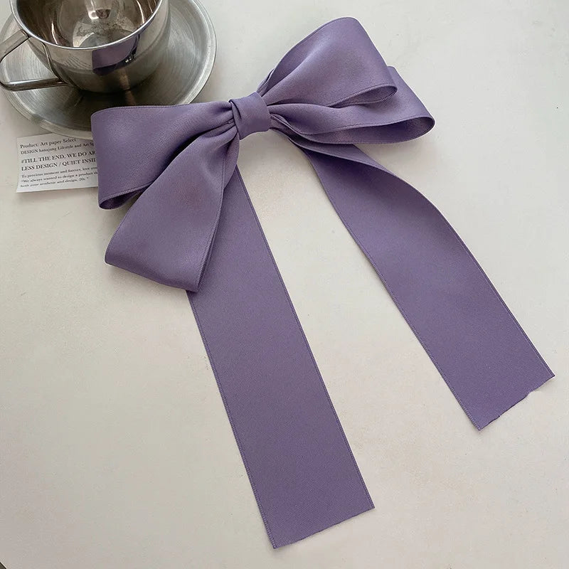 Korean Fabric Big Ribbon Back Head Headdress - Christmas Hair Accessory Purple Accessories-L