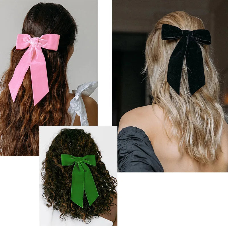 Velvet Ribbon Top Clip - Christmas Hair Accessory For Women Accessories-L