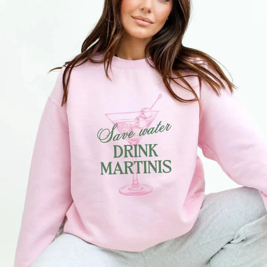 Martini Save Water Dirty Cocktail Funny Tini Time Christmas Hoodie Pink / S Hoodies-L