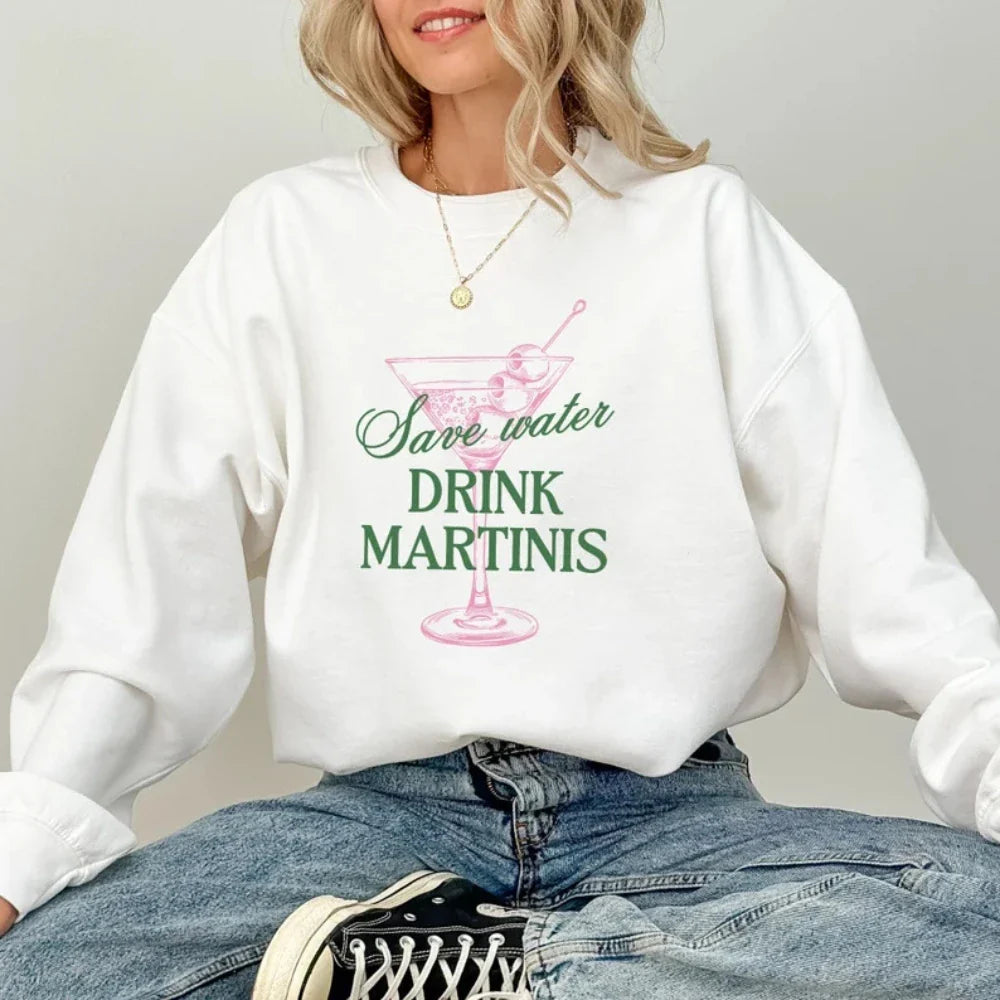 Martini Save Water Dirty Cocktail Funny Tini Time Christmas Hoodie White / S Hoodies-L
