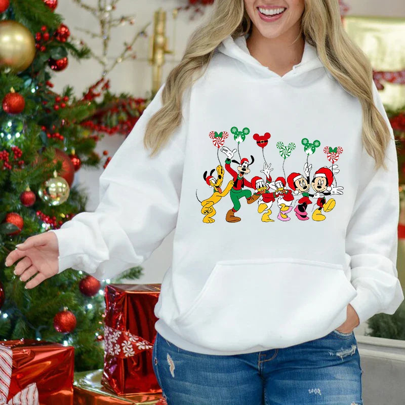 Charming Mickey Mouse Plus Velvet Sports Christmas Hoodie White 4 / S Hoodies-L