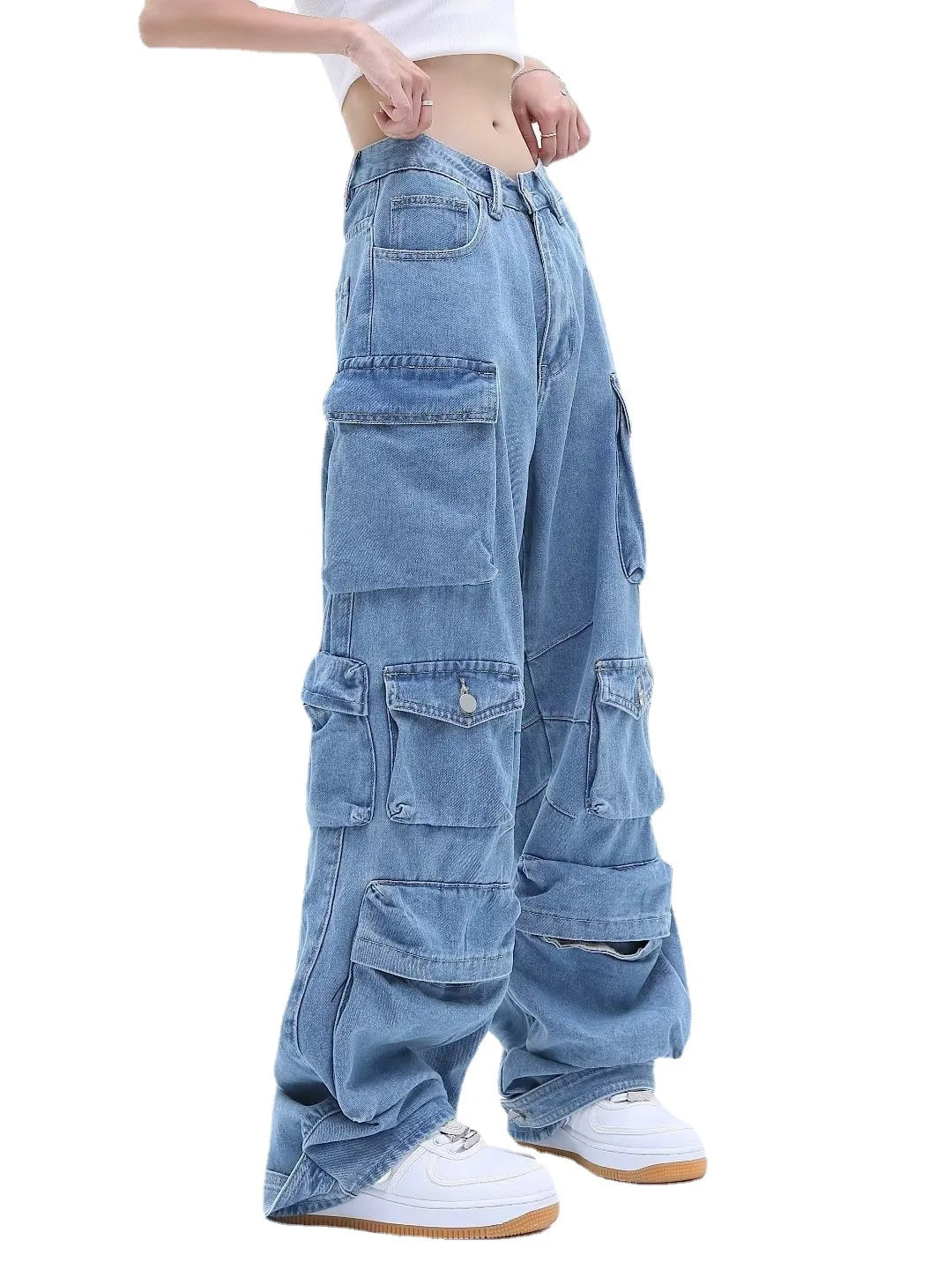 Multi-Pocket Washed Cargo New Heavy Industry Y2K Vintage Streetwear Loose Oversized Straight-Leg