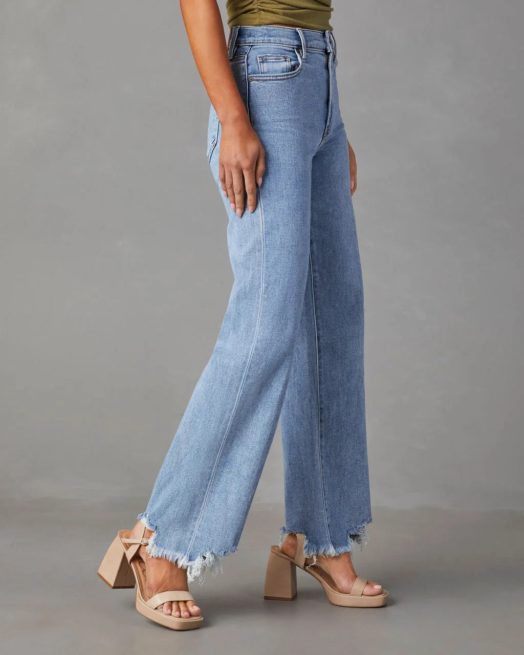 New Women’s Women Simple Casual High Waist Wide-Leg Trousers Irregular Tassels Streetwear