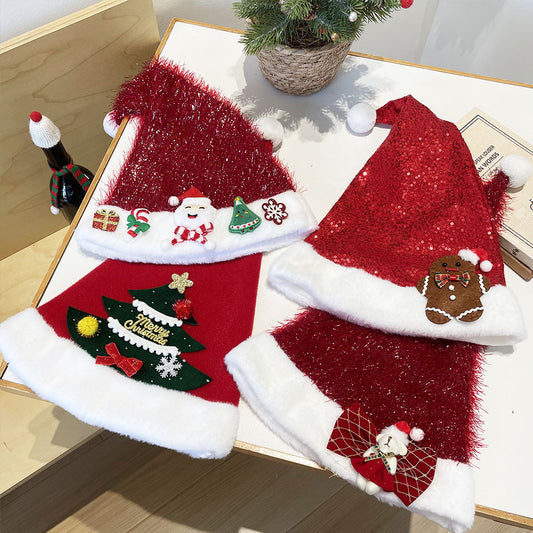 Plüsch-Schneemann-Weihnachtsmann-Mütze, weiche Strickmütze