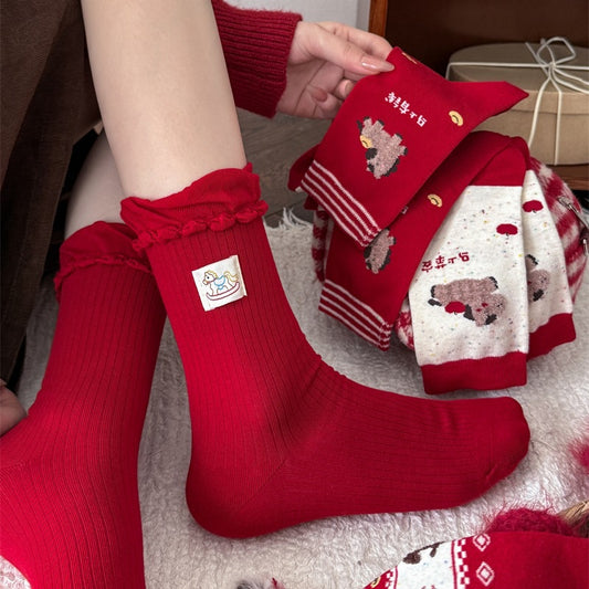 Rote Retro-Socken