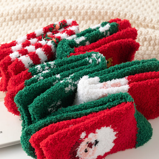 5er-Pack kuschelige Fleece-Socken für Zuhause, warm und bequem