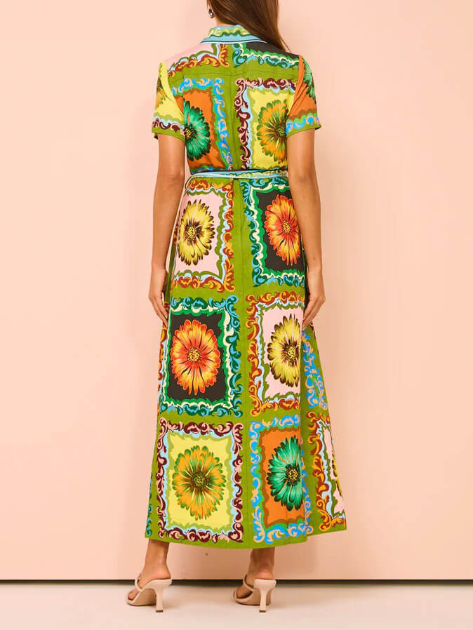 Special Sunflower Stylish Print Midi Dress Dresses