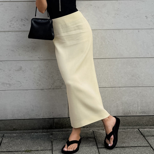 Knit Back-Slit Maxi Pencil Skirt