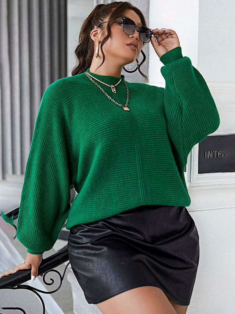 Dark Plus Size Casual Soft Long Sleeve Green Christmas Sweater Sweaters-L