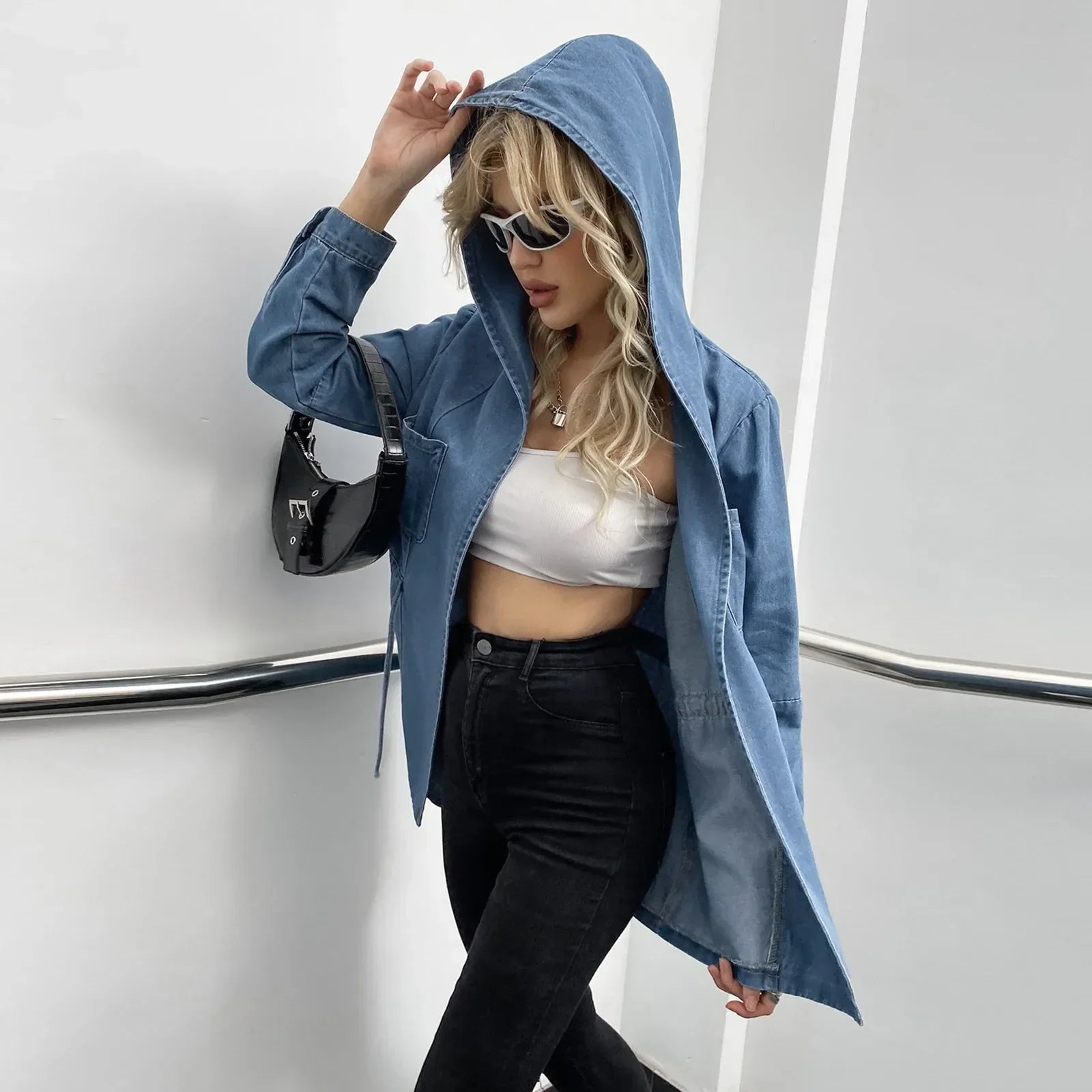Hooded 2024 Autumn Winter Lapel Loose Open Front Chic Stylish Elegant Fashionable Versatile Short