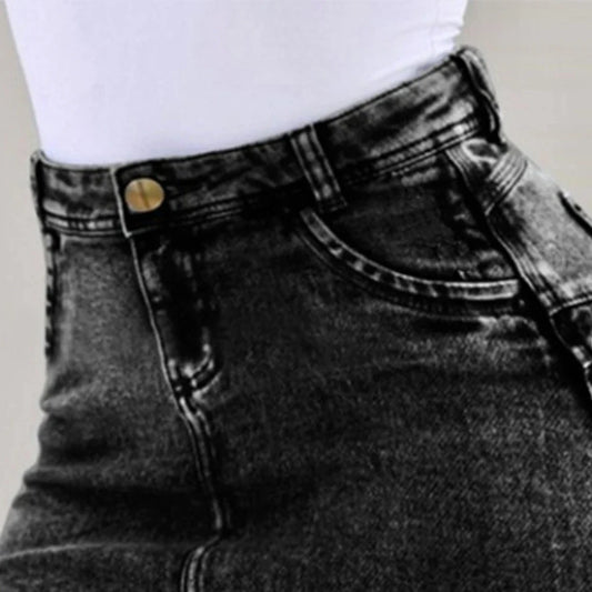 Frayed Hem Holiday Denim Skirt skirts-250223