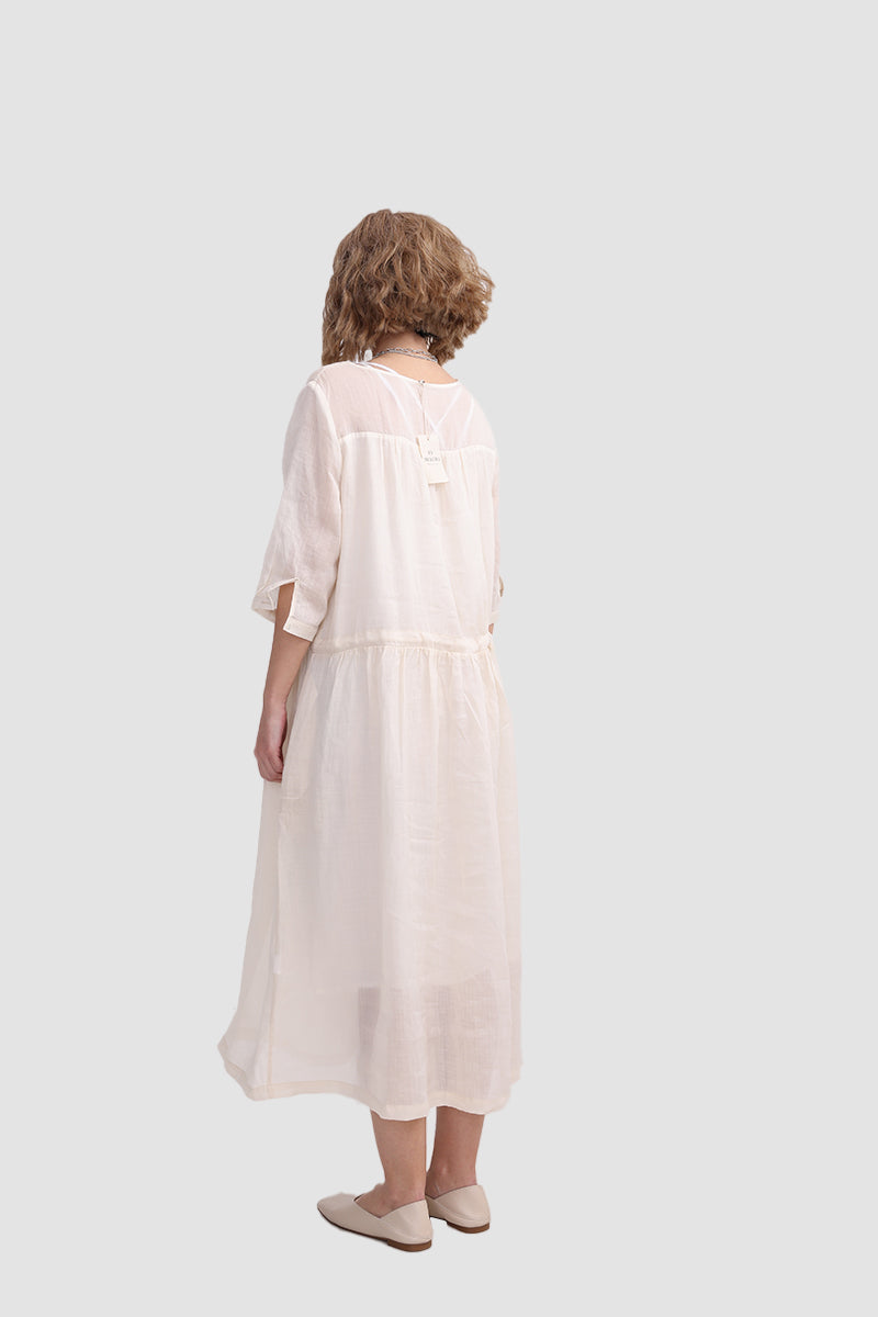 Ramona Dress In Ramie Fabric Midi Dresses