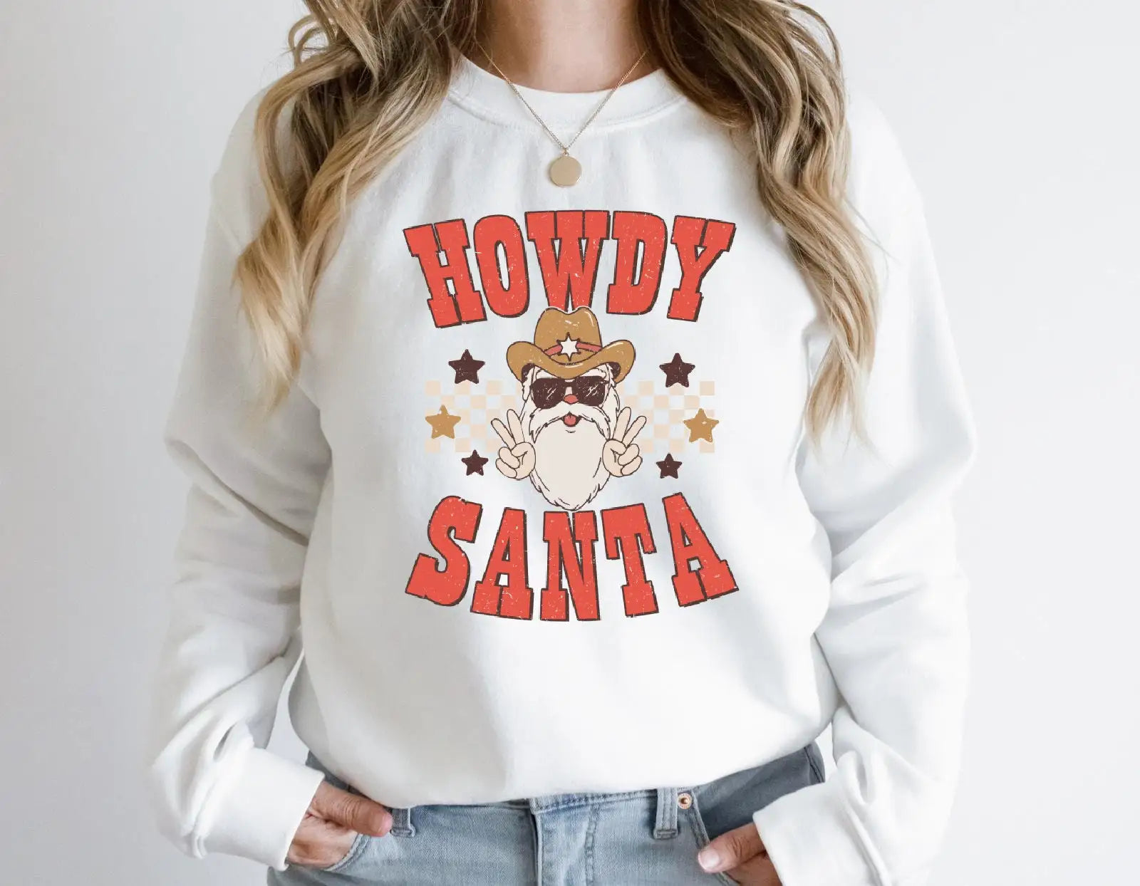 Cute Howdy Santa Fashion Vintage Party Girl Christmas Hoodie Hoodies-L