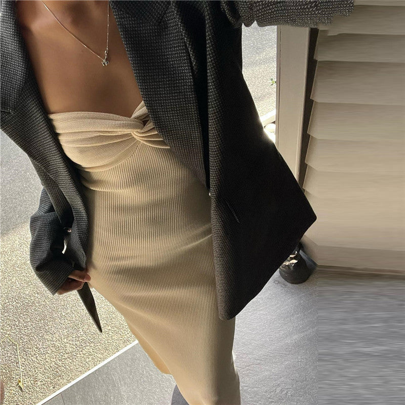 Knit Twisted Stylish Tube Midi Dress Dresses