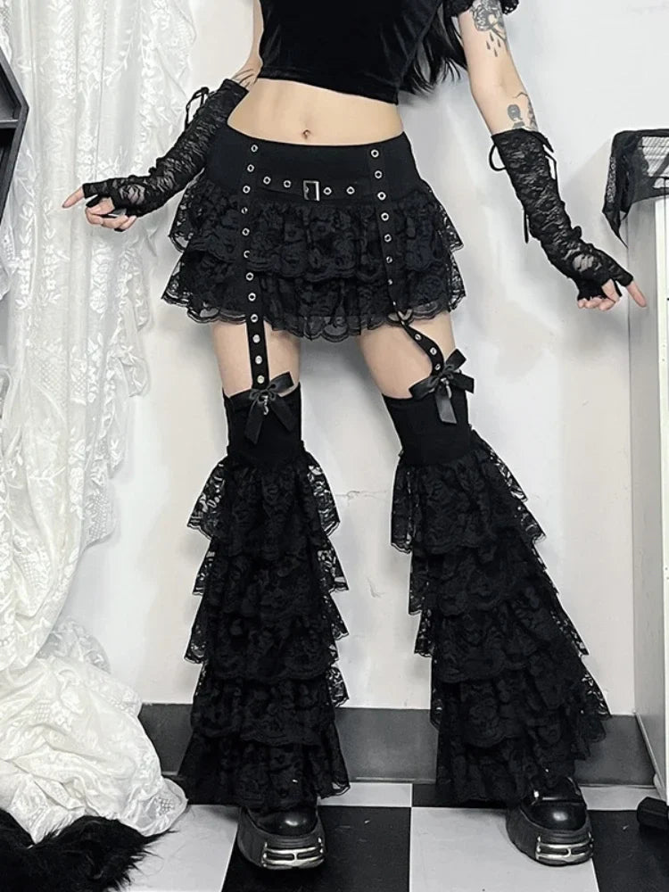 Lace Layered Eyelet Mini Skirt