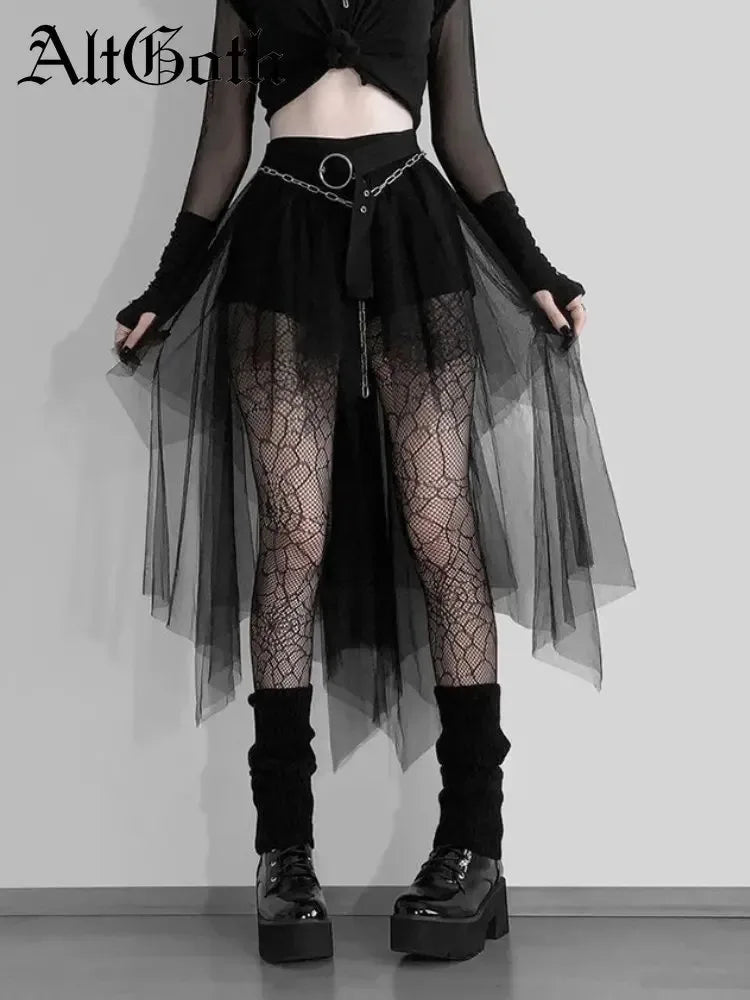 Velvet Lace Patchwork Trumpet Skirt black1 / S