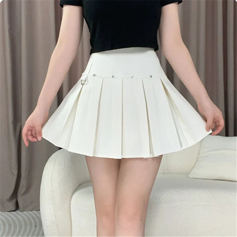 Rivet Pleated A-line Urban Skirt black / XS