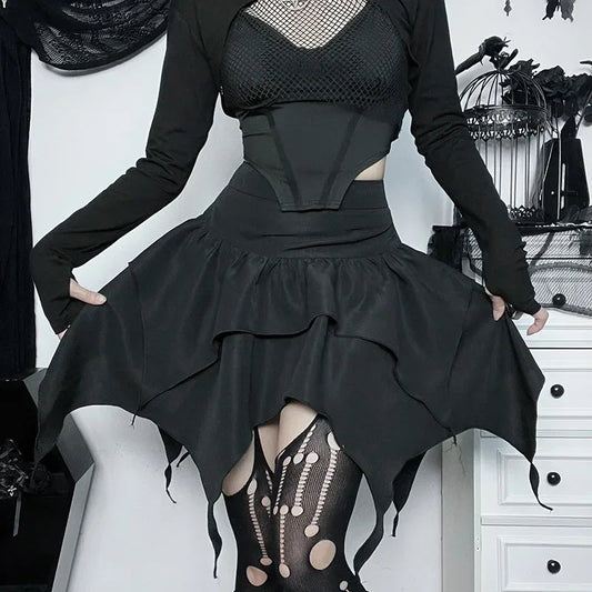 Drawstring Mini Skirt black / XS