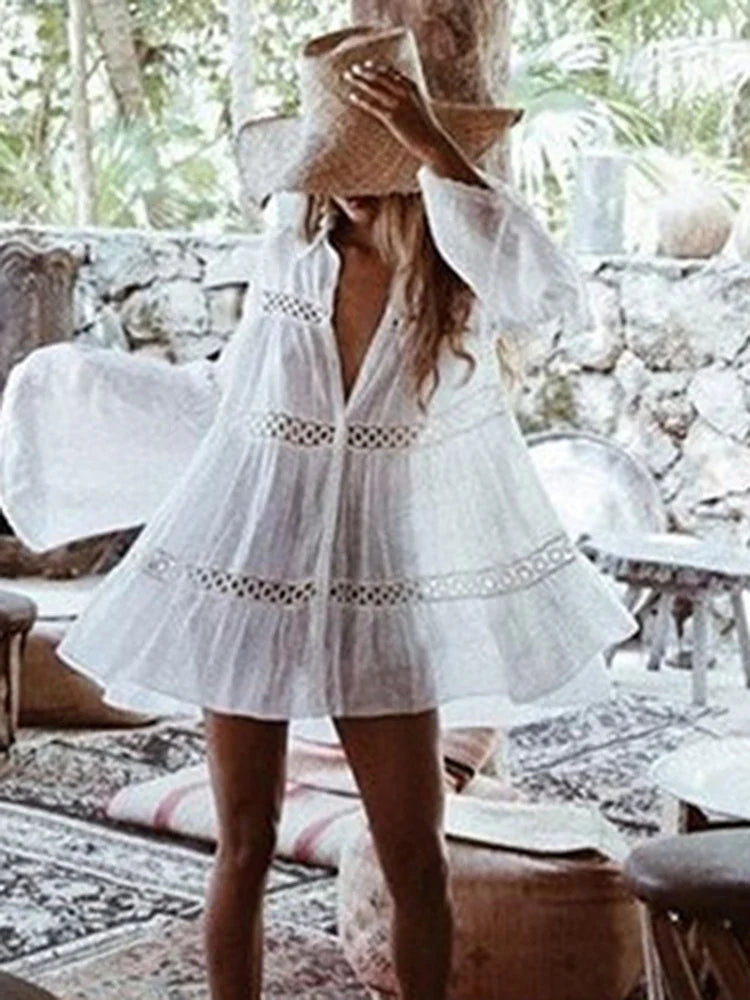 Single Breasted Bikini Cover Up WHITE / One Size