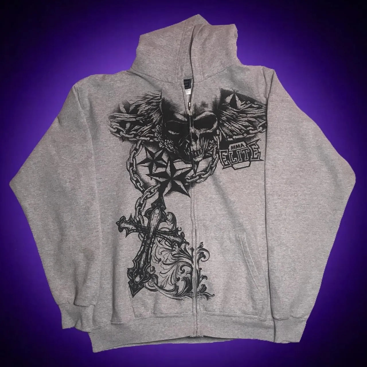 Gothic Dim Skull Print Pullover Hoodie SKY BLUE / M